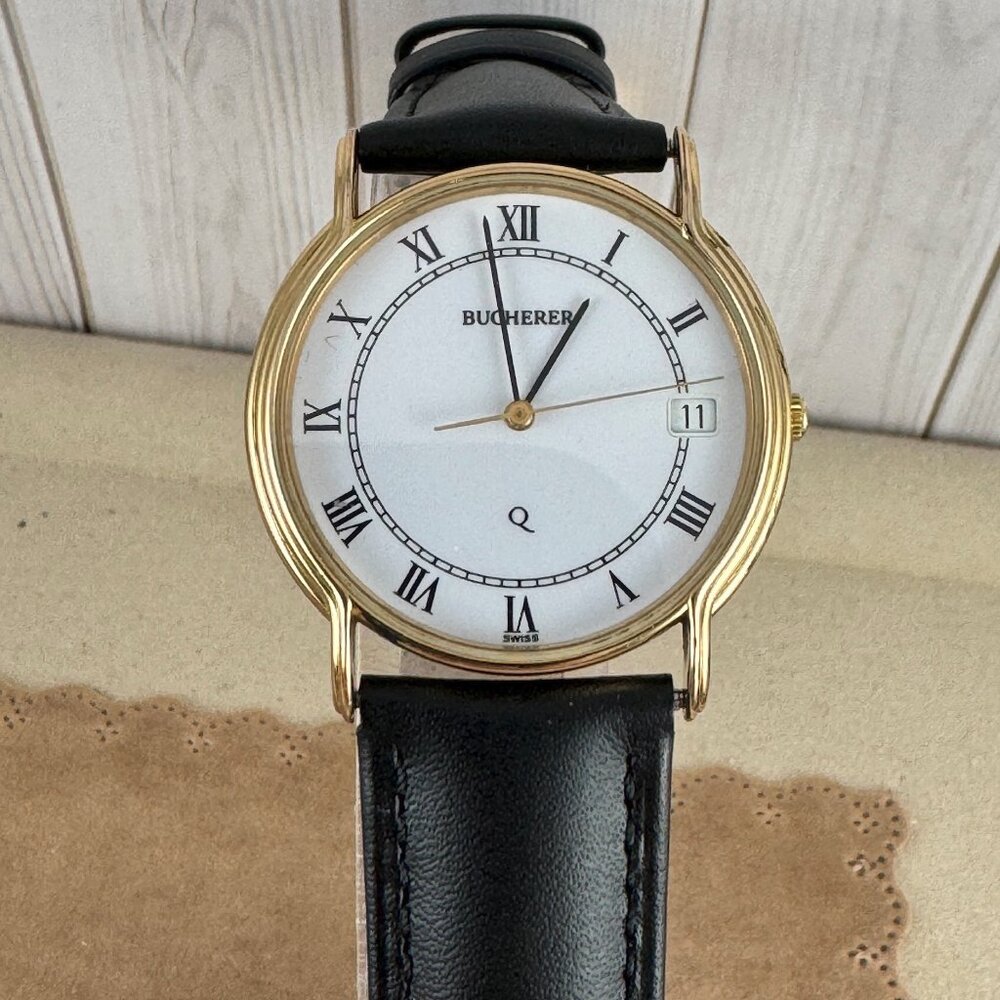 Vintage 1980's Luxury Bucherer Swiss Made 7 Jewels Swiss Quartz Movement Watch